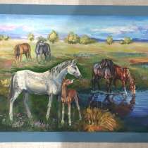 Картина, пейзаж с лошадьми, в Санкт-Петербурге