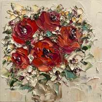 Картина маслом. Маки мастихином, в Москве