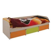 Кровать «Сити 4.1» (дуб млечный/оранж/салат), ЛДСП 16 мм, Ме, в Уфе