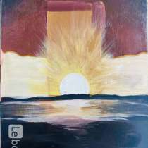 Картина «Закат». Холст 30x40 см. Работа акрилом, в Краснодаре