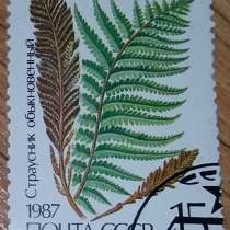 Марка почтовая страусник обыкновенный флора СССР 1987, в Сыктывкаре