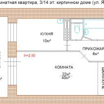 Однокомнатная кирпичная квартира, в Екатеринбурге