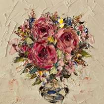 Картина маслом. Цветы мастихином, в Москве