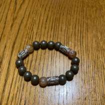 Браслет из пирита и цетрина с тремя рунами Феху. На деньги !, в Москве