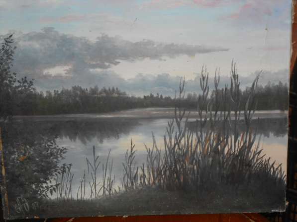 Продам картину художника А. Зайцева Закат на реке в фото 3
