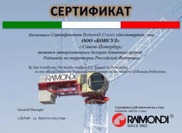 Raimondi MRT 111 башенный кран (Новый от дилера) в Санкт-Петербурге фото 4