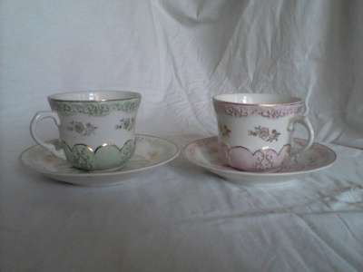 Чайные пары розовая и голубая Дулево 195 в Тамбове