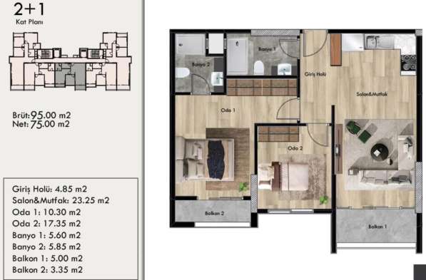 3-к. квартира 95м² Турция, Мерсин, Мезитли в фото 8