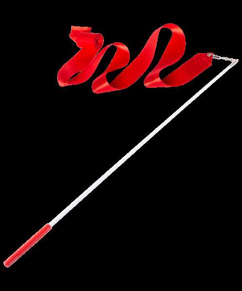 Лента для художественной гимнастики AGR-201 4м, с палочкой 46 см, красный в Сочи фото 4