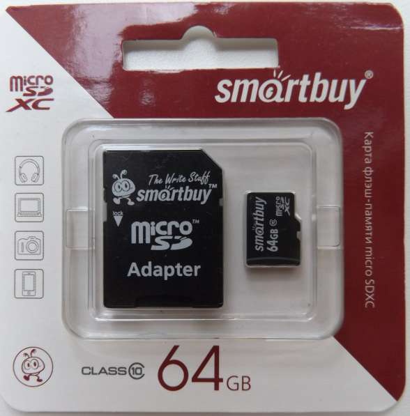 Карта памяти microSD 64Gb SmartBuy с адаптером