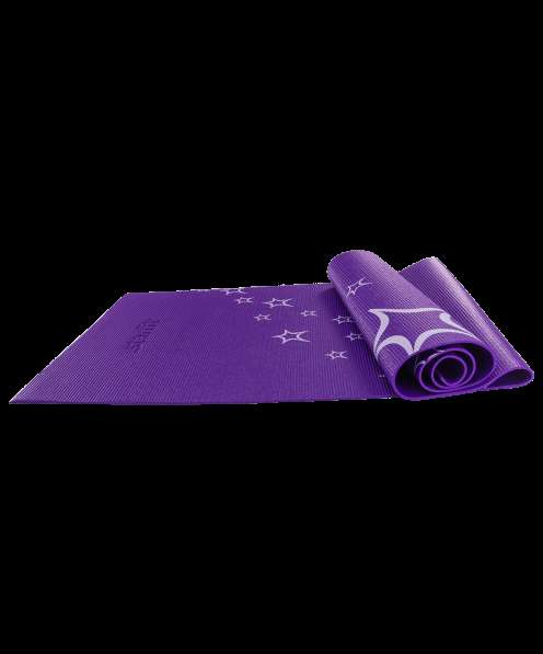 Коврик для йоги FM-102 PVC 173x61x0,3 см, с рисунком, фиолетовый в Сочи