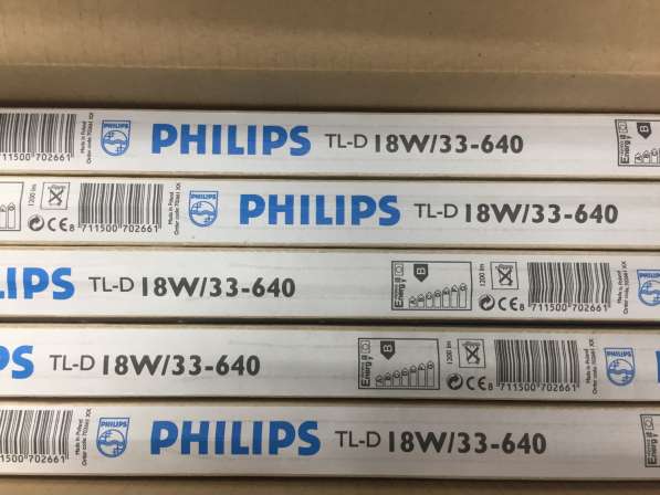 Лампы люминесцентные Osram L18W/765 и Philips TL-D 18W/33-64