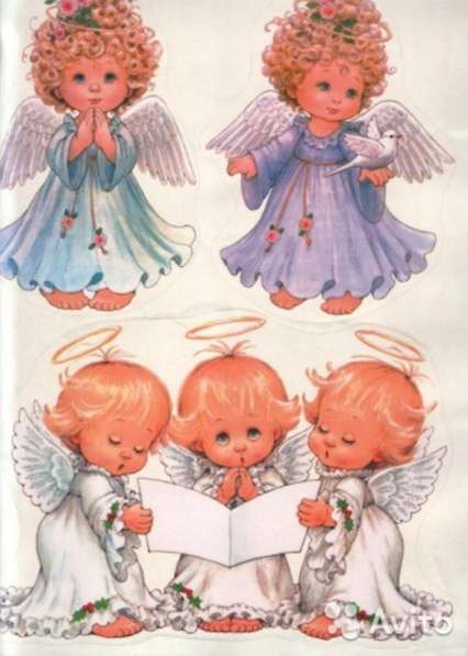 Наклейка с Рождеством ангелочки