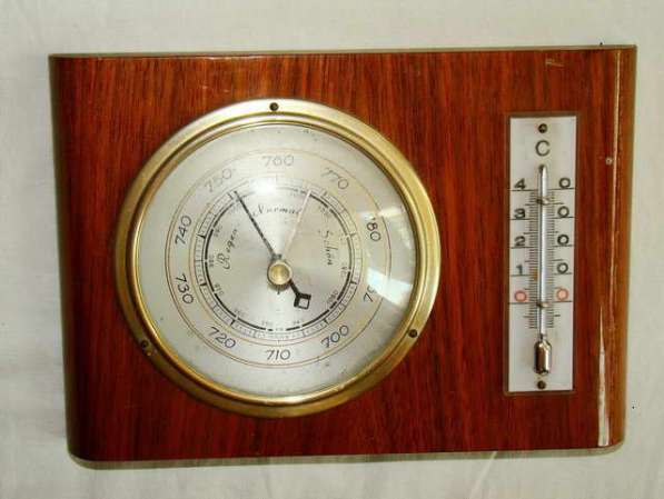 Барометр с термометром старинный (E408) в Москве фото 4