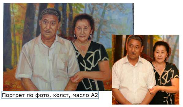 Двойной портрет маслом на заказ в Алматы в фото 16