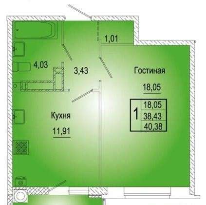 Продам однокомнатную квартиру в Ростов-на-Дону.Жилая площадь 41 кв.м.Этаж 18.Дом кирпичный.