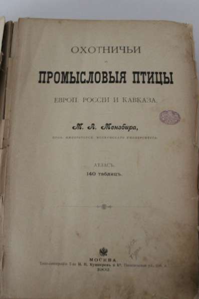 Охотничьи и промысловые птицы (Атлас) Мензбир М.А., 1902 в Владикавказе фото 7