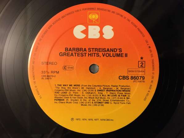 Barbara Streisand /Greatest Hits / Vol 2 / mint 1978 Holland в Москве фото 8