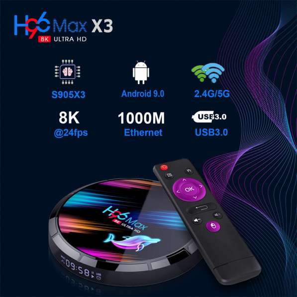 Смарт тв андроид приставка H96 Max X3 Amlogic S905X3 8k Andr