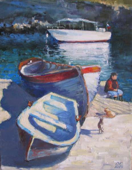 Картина "Три лодки", холст, масло в Севастополе фото 6