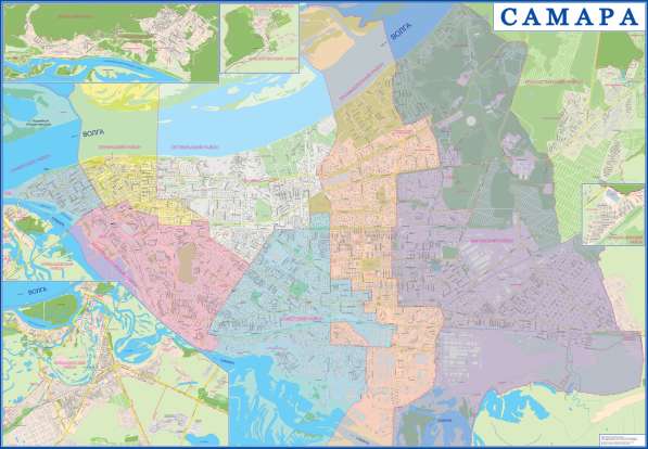 Настенная карта Самары 2,0х1,40 м в Самаре фото 16