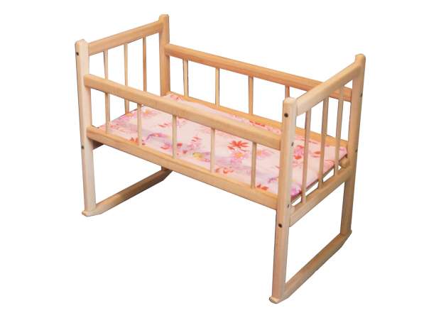 Кроватка для куклы с матрасом деревянная