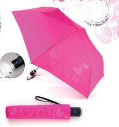 Ярко-розовый зонт со встроенным фонариком в ручке в фото 5