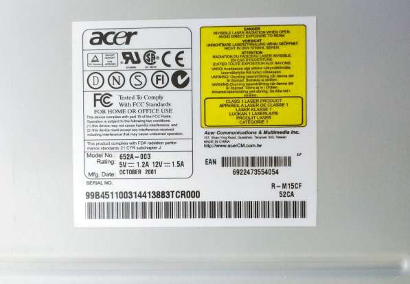Привод CD ROM Acer 652A-003, IDE в Тюмени фото 5
