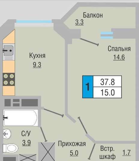 Продам однокомнатную квартиру в Ростов-на-Дону.Жилая площадь 40 кв.м.Этаж 6.Дом кирпичный. в Ростове-на-Дону