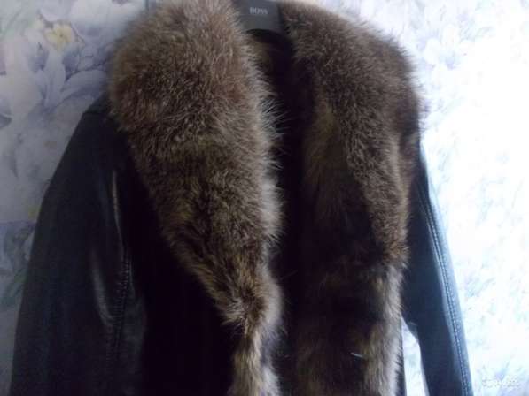 Куртка кожаная Италия мех волка в Москве фото 3
