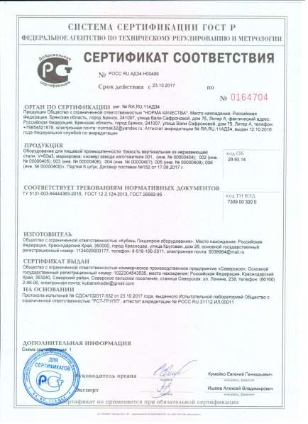 Декларация соответствия на пельмени