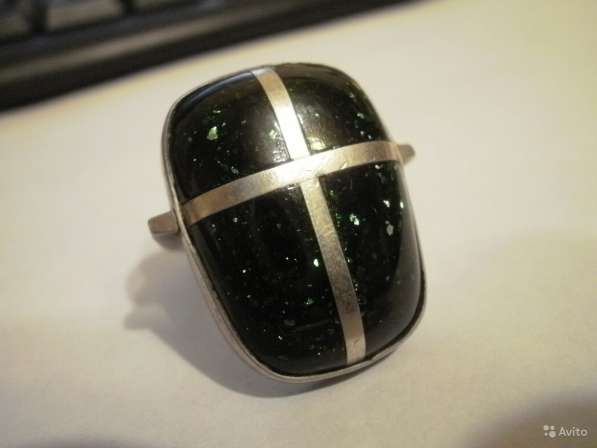 Винтаж перстень камень авантюрин темно-зеленый 80 в Москве фото 6
