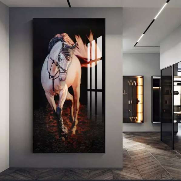 Horse glass Painting modern design custom home decor в фото 3