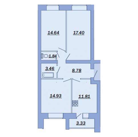 Продам трехкомнатную квартиру в Череповце. Жилая площадь 74,53 кв.м. Этаж 10. 