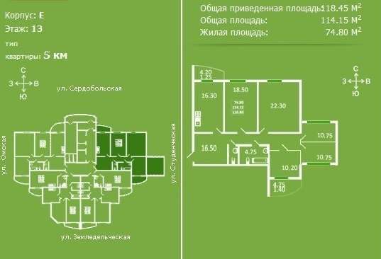 Четырехкомнатная квартира в Приморском райне в Санкт-Петербурге фото 6