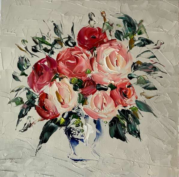 Картина маслом Цветы мастихином