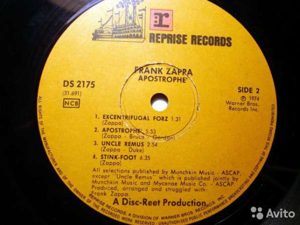 Пластинка виниловая Frank Zappa - Apostrophe (') в Санкт-Петербурге фото 6