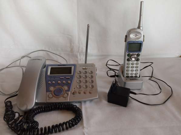 Телефон стационарный проводной + беспроводной телефон