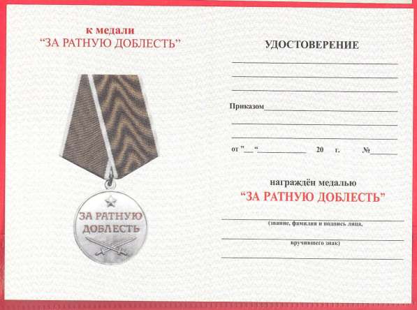 Россия медаль За ратную доблесть документ в Орле фото 4