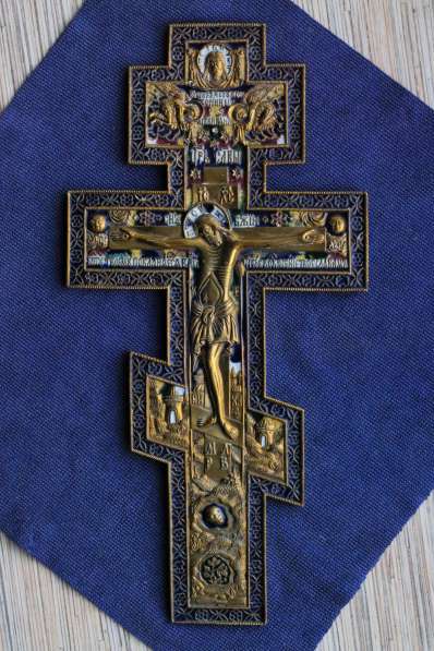 Старообрядческий киотный крест с эмалями. Русский Север, 18в в Санкт-Петербурге фото 4