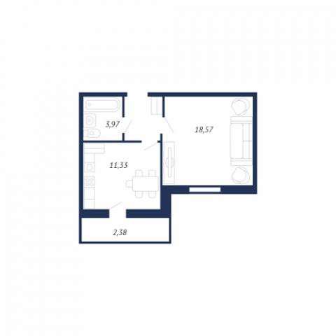 Продам однокомнатную квартиру в Липецке. Жилая площадь 39,95 кв.м. Дом монолитный. Есть балкон. в Липецке фото 4