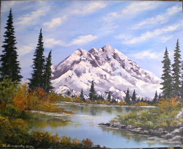 Продам картину маслом "Озеро в горах"