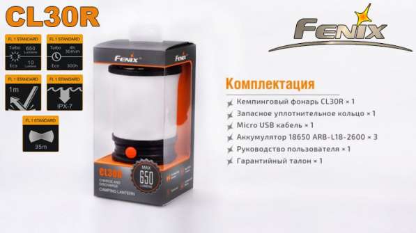 Fenix Кемпинговый перезаряжаемый фонарь Fenix CL30R