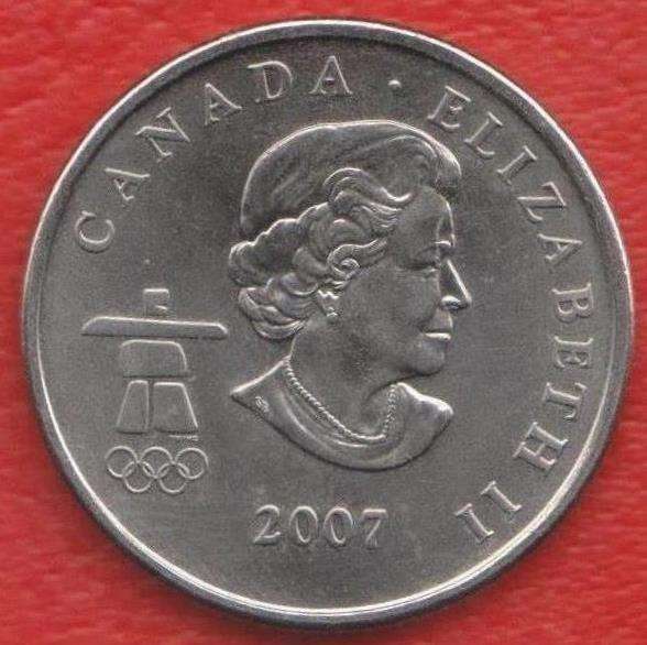Канада 25 центов 2007 г. Олимпиада Ванкувер Биатлон в Орле