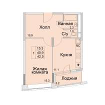 1-к квартира, улица Советская, дом 1, площадь 42,5, этаж 17, в Королёве