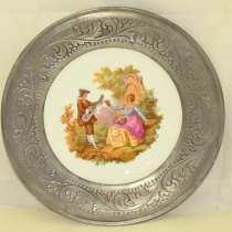 Limoges тарелка декоративная настенная в оловянной рамке (X358), в Москве